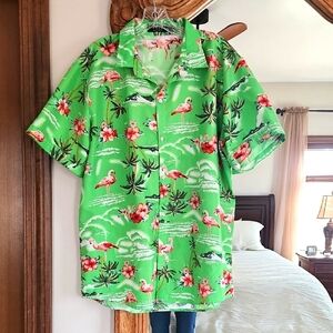 Tropical Green Flamingo Shirt